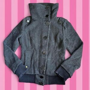 Soia & Kyo Charcoal Button-Front High Collar Jacket